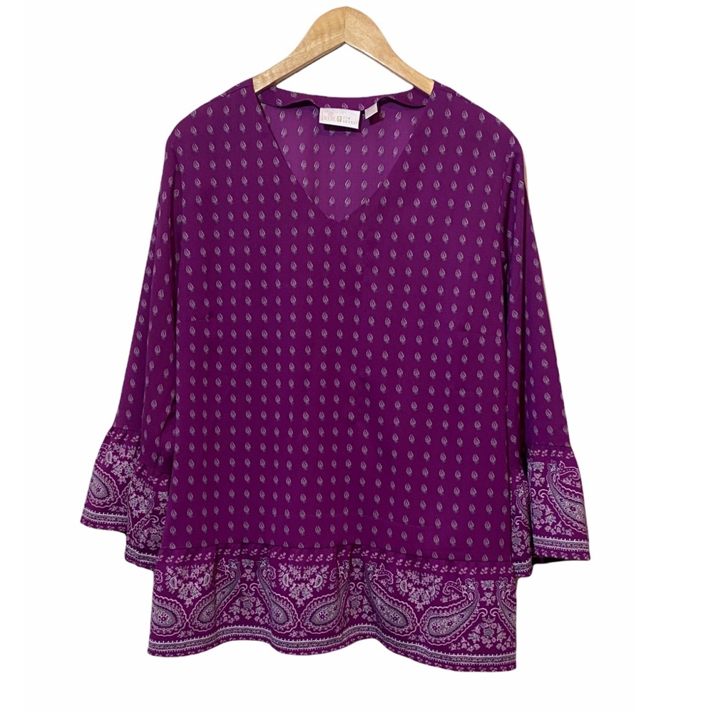 Belle by Kim Gravel V-Neck Blouse Long Sleeve XL